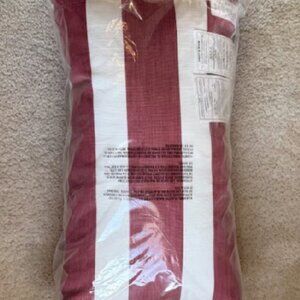 NEW Pottery Barn Noah Striped Outdoor Lumbar Pillow, Warm (Red) Stripes, 14x24"